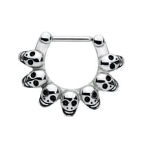 Body Candy 16G Stainless Steel Septum Jewelry Wreath of Skulls Daith Tragus Septum Cartilage Clicker 8mm