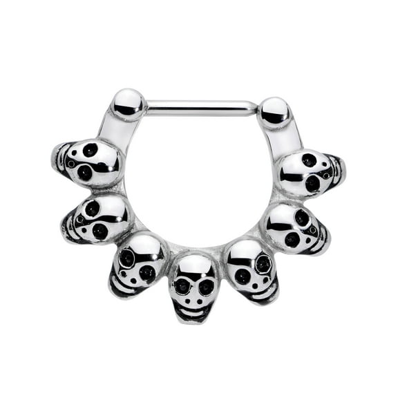 Body Candy 16G Stainless Steel Septum Jewelry Wreath of Skulls Daith Tragus Septum Cartilage Clicker 8mm