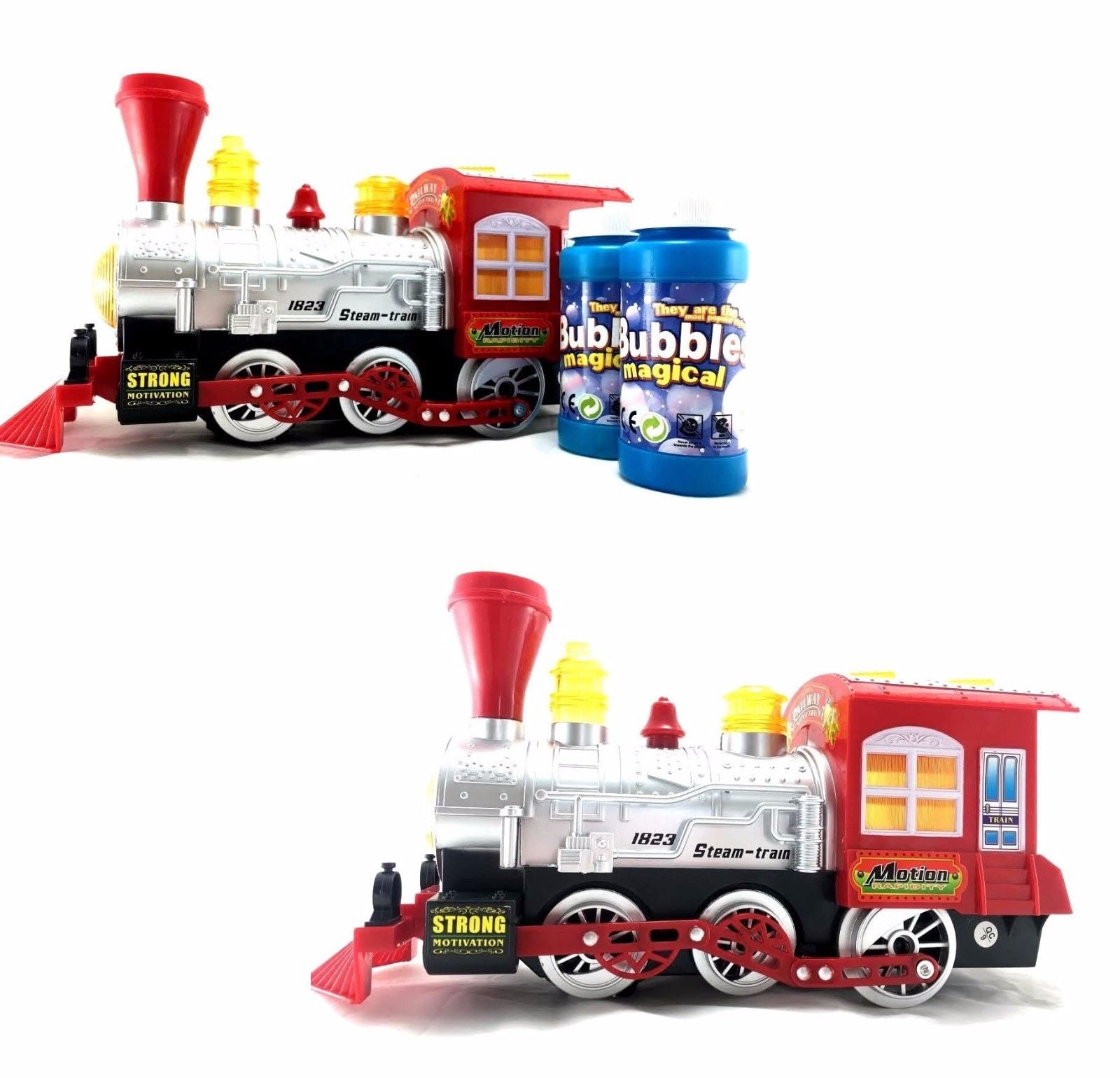 Great Gift Idea for Boys and Girls Bubble Blowing Toy Train with Lights and Sounds by ArtCreativity Moving Bump and Go Steam Locomotive for Kids Includes 5oz Bubble Solution and Plastic Funnel 