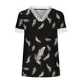 thumbnail image 4 of Blouses pour Femmes Mode Blouse d'Été pour Femmes à Col en V en Dentelle Patchwork à Manches Courtes Haut Décontracté Blouse Blouses d'Été pour Femmes en Liquidation, 4 of 5