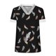 thumbnail image 4 of ICHUANYI Clearance Fashion Women's Summer V-Neck Lace Patchwork Short Sleeve Casual Top Blouse(Black, M) ICHUANYI WER2023081012670, 4 of 5
