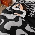 thumbnail image 4 of Homewish Gray Wavy Spiral 7-Piece King Bedding,Modern Aesthetic King Bed in a Bag,Black Reversible, 4 of 8