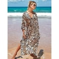 thumbnail image 3 of Women Animal Print Kaftan Dresses Plus Size Swimsuit Coverup 2025 Summer Bathing Suit Beach Dress Leopard Print One Size, 3 of 8