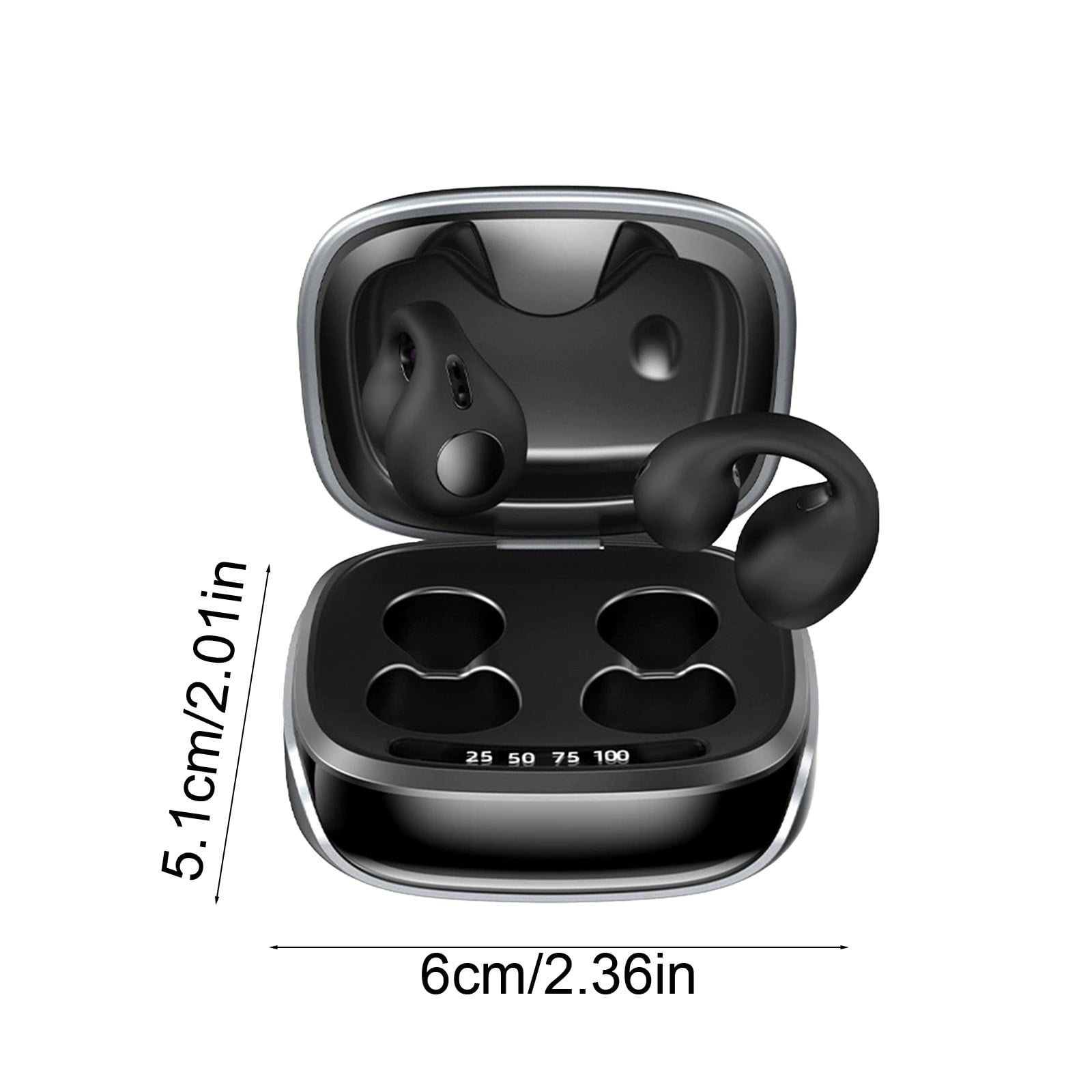 Lunxisen 3 Pcs Clip On Bluetooth Earpiece Bone Conduction LED Display Long Battery Life for Music Calls Workout Running