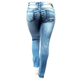 thumbnail image 2 of Gazoz Women's Plus Size Stretch Distressed Ripped Blue Skinny Denim Jeans Pants, 2 of 4