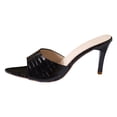 thumbnail image 5 of Rokment Womens Stiletto High Heels Fashion Casual Metallic Leather Open Pointed Toe Dressy Slip on Sandals for Ladies Bride Wedding Summer Heeled Dress Slides Black Size 6, 5 of 6