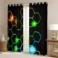 thumbnail image 2 of Homewish Gradient Hexagon Black Out Curtains for Female Men Adults,Ombre Geometric Honeycomb Curtains Pack of 2 (42x63 Each),Modern Contemporary Abstract Bedroom Curtains,Luxury Bedroom Decor, 2 of 6
