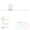 thumbnail image 3 of Delta 52in 3-Blade Smart Flush Mount Ceiling Fan 2700K-6000K CCT Tunable Range LED Light Kit with White Hardware in White Blades Works With iOS or Android App, 3 of 10