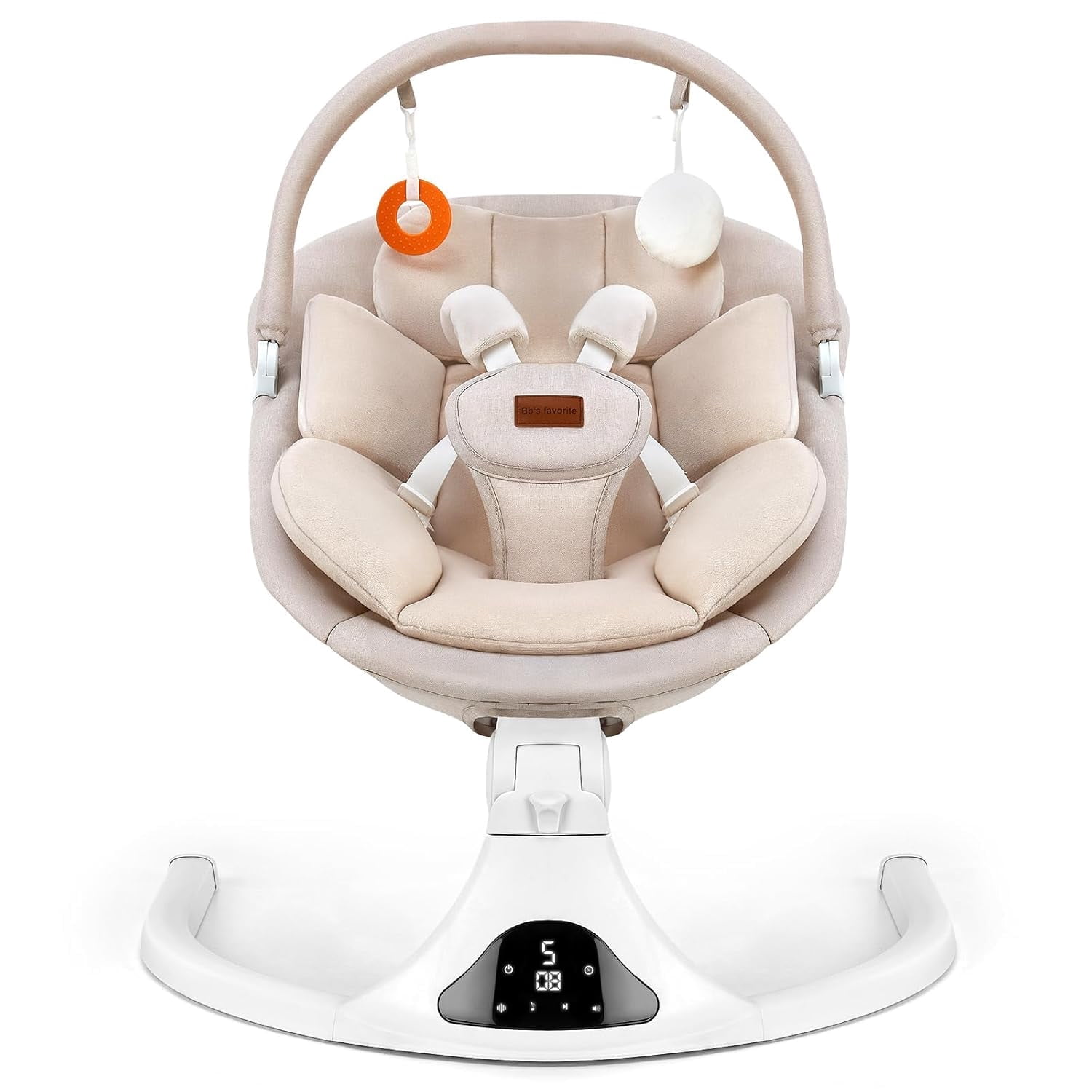Baby Swings for Infants Remote Control Bluetooth Music 5-Speed Beige
