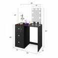 thumbnail image 2 of Ember Interiors Vanity Desk for Kids with Mirror, Lights, Crystal Knobs, Black, 2 of 8