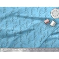 thumbnail image 2 of Soimoi Blue Velvet Fabric Pear Leaves Printed Fabric 1 Yard 60 Inch Wide, 2 of 3