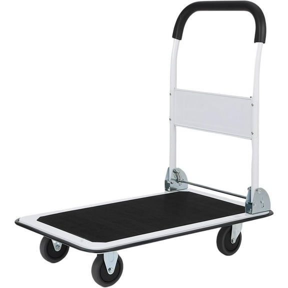 EastVita Platform Trucks Cart 330 LBS, Foldable Steel Hand Push Cart Dolly with 4" Rubber Wheels, Heavy Duty Flat Cart 29" x 19" for Loading and Moving