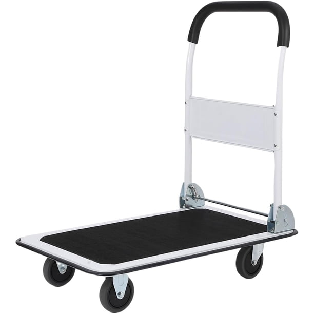 Carrito plataforma plegable con capacidad 330 lbs, ruedas de goma 4", acero resistente 29"x19" para carga y traslado