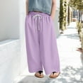 thumbnail image 2 of XQYLOS Girls Wide Leg Casual Pants Side Slit D𝖱awstring Elastic Waist Flowy Track Pants Breathable 𝖲tretch 4-14 Years Lightweight Lounge, 2 of 6