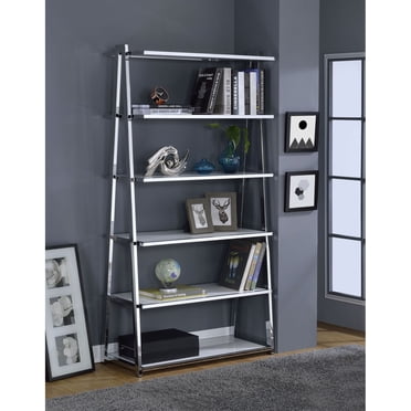 Newboti Furniture Coleen White High Gloss & Chrome Finish Bookshelf 32464