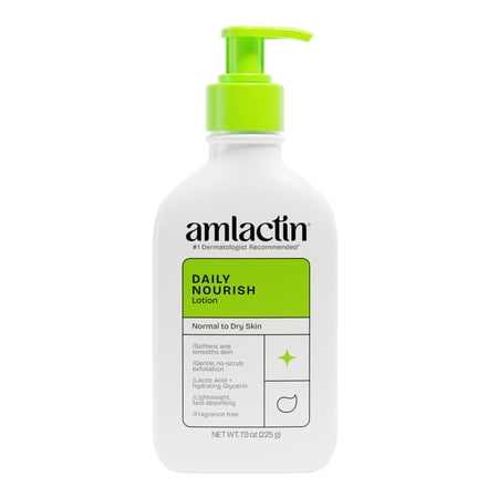 AmLactin Daily Nourish Body Lotion, 12% Lactic Acid for Dry Skin, Exfoliating, 7.9 oz