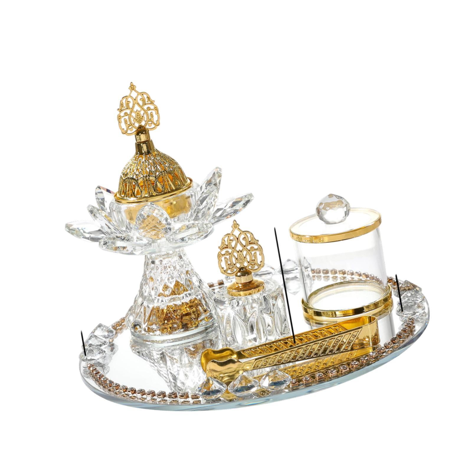 Baoblaze Glass Incense Burner Set Arabian Incense Holder for Home Bedroom Living Room