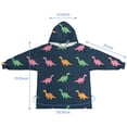 thumbnail image 7 of DarkBlue Cartoon Dinosaurs Pattern Blanket Hoodies for Kids 6-13YR Oversize Wearable Blanket Hoodies for Boys Girls Teens, 7 of 7