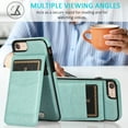 thumbnail image 5 of Feishell Fit for iPhone 7/8/SE 2020/SE 2022 Phone Case with Credit Card Slots,Shockproof Premium PU Leather Magnetic Buckle Vertical & Horizontal Kickstand Back Flip Wallet Protective Phone Cover,Mint, 5 of 7