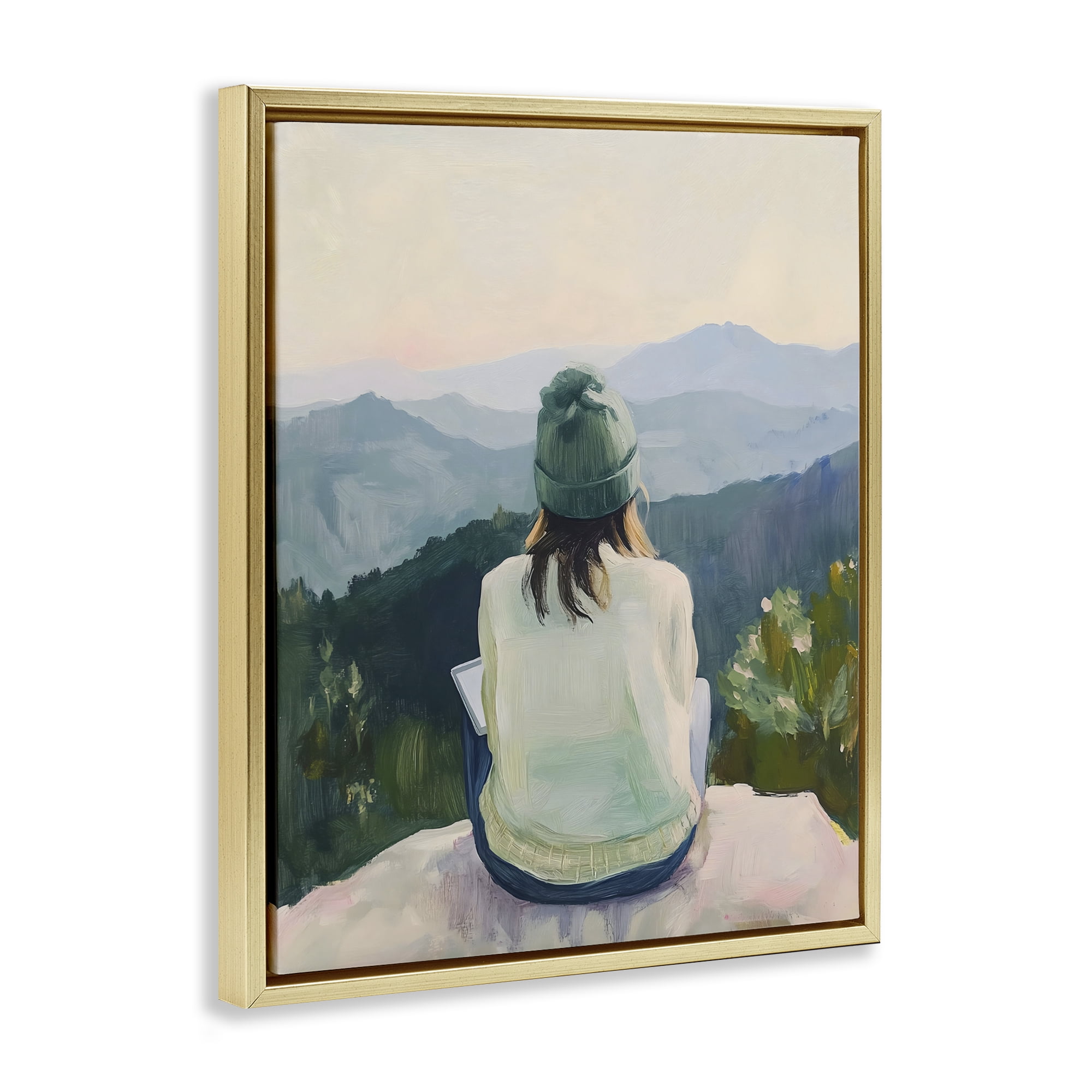 Stupell Industries Mindful Solitude Meditation View Gold Framed Floater Canvas Wall Art, design by The Prints Vibe