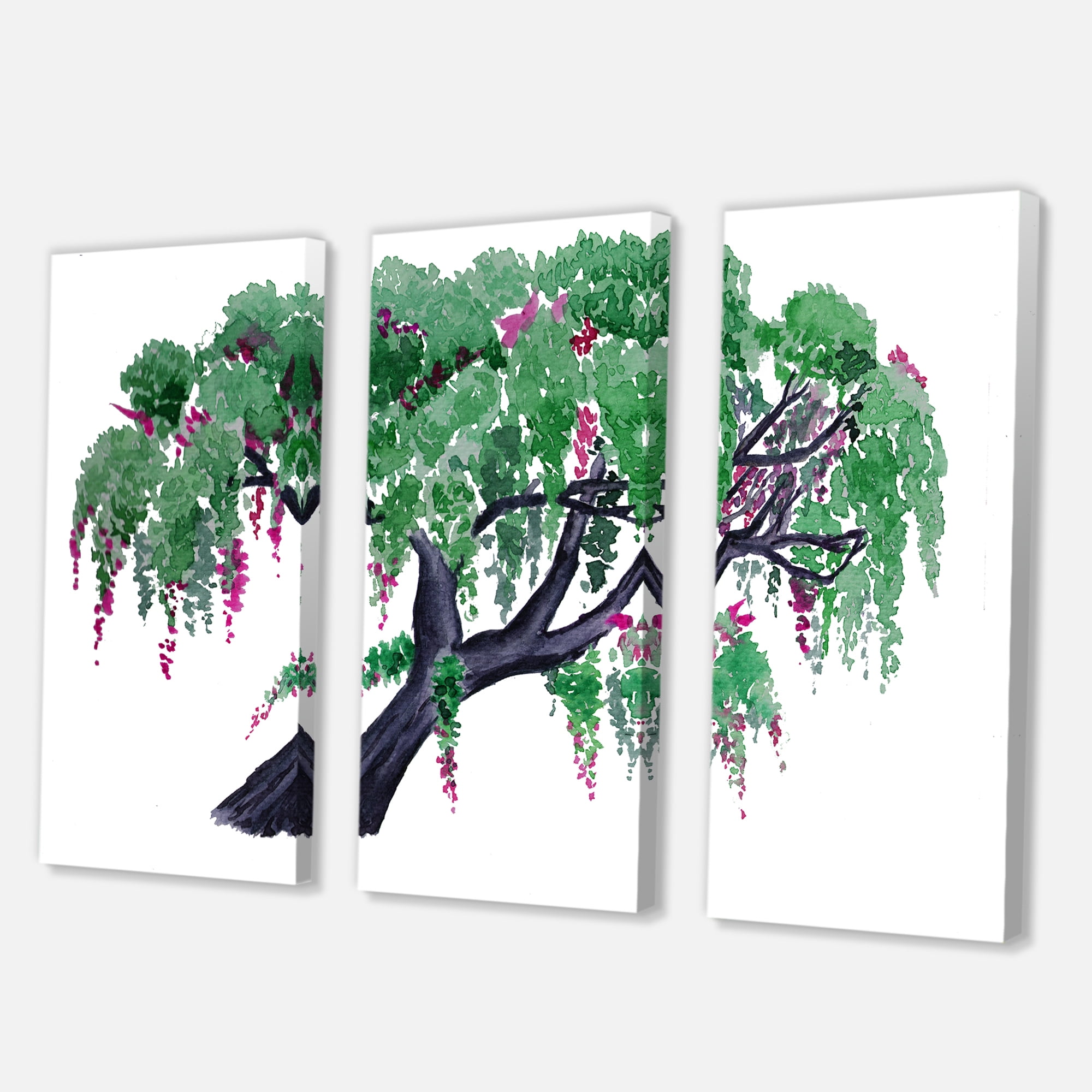 Designart ' A Lonely Tree of Wisteria ' Traditional Canvas Wall Art Print