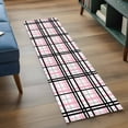 thumbnail image 4 of 2x6 Kitchen Runner Rug, Pink Black Plaid Non-Skid Rubber Backing Large Rectangle Rugs - Living Room Bedroom Home Office, Farmhouse Pink Black Checkered Indoor Floor Mat Carpets Washable Rug, 4 of 9