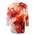 thumbnail image 4 of Wanfds Hauts de Mode Multicolores pour Femmes Tendance Été Col Rond Manches Trois-Quarts S, 4 of 5