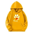 thumbnail image 4 of Thetops Big Girls 7T Yellow Hoodie - Pet Themed Paw Print with Love Motif, 100% Polyester Casual Sweatshirt, 4 of 4