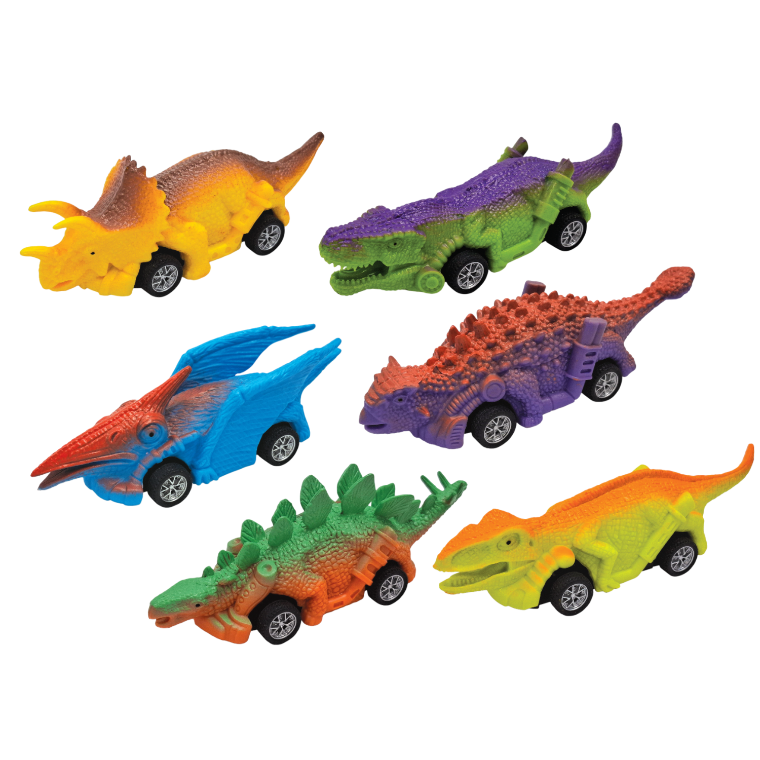 Boley Valentine Dino Racers Mini Pull-Back Race Car Toy Set with Cards & Treat Bags, 16-Piece