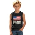thumbnail image 3 of Kids USA 250th Independence Day Sleeveless Tank Top, Patriotic Flag Print Crew Neck Casual Tee for Boys Girls, Lightweight Summer Top for 4th of July(Black2,4-5 Years), 3 of 6
