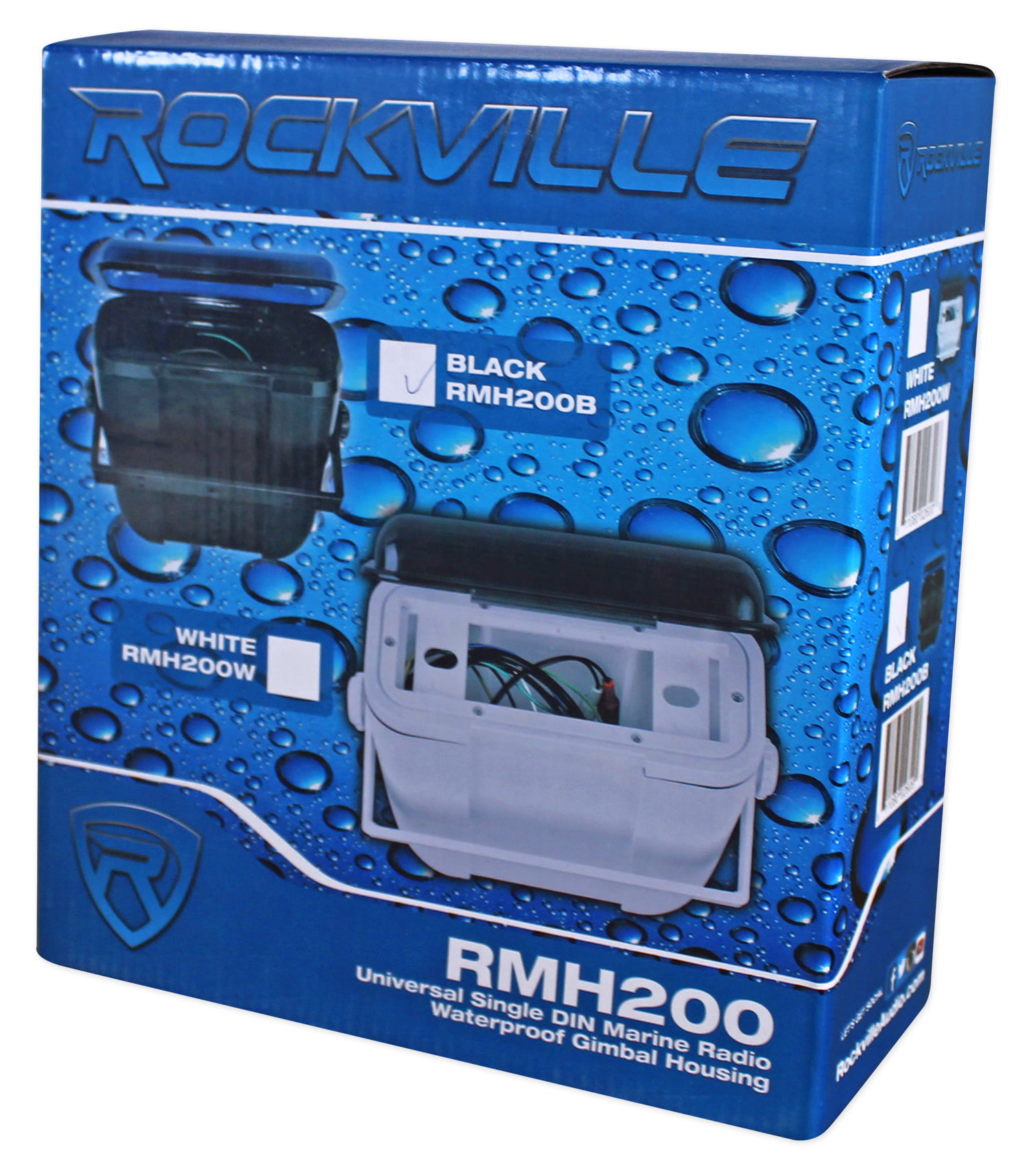 Rockville RMH200B Single DIN Marine Receiver Waterproof Gimbal Housing Black 