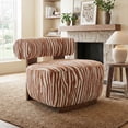 thumbnail image 2 of Furniture of America Zenya Modern Chenille Zebra-stripe Pattern Accent Chair, Rustic Orange, 2 of 14