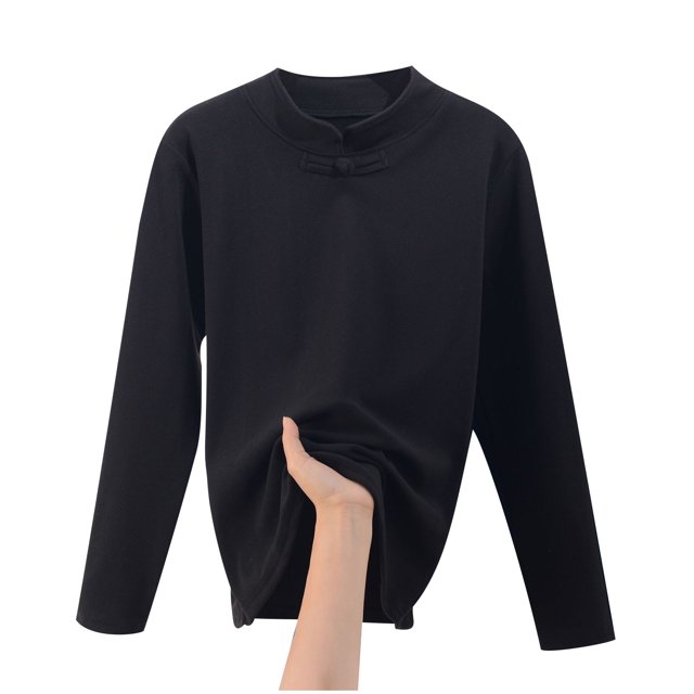 Yuyuzo Hauts de Pyjama pour Femmes Doublés en Molleton Col Roulé Couche de Base sous-Vêtements Thermiques en Molleton