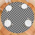 thumbnail image 2 of Black White Triangle Checkered Pattern Round Fitted Tablecloth with Elastic Edge,Dining Table Cover Waterproof,Outdoor Round Tablecloth for Camping,Dining,Indoor and Outdoor, 2 of 7