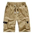 thumbnail image 1 of Pantalones cortos cargo para hombre, cintura elástica, corte relajado, pantalones cortos de trabajo informales de algodón para verano, 1 of 5