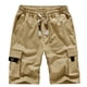 thumbnail image 1 of Pantalones cortos cargo para hombre, cintura elástica, corte relajado, pantalones cortos de trabajo informales de algodón para verano, 1 of 5