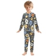 thumbnail image 6 of FORMRS Long Sleeve Top and Pants Pajama Set for Niños 2-Piece Sleepwear, Sizes 18M-8Y, Navy Floral Pattern, 6 of 6