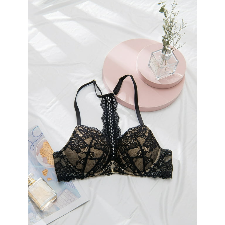 VICTORIA'S SECRET BRA 36C BOMBSHELL BLACK LACE FRONT CLASP PADDED