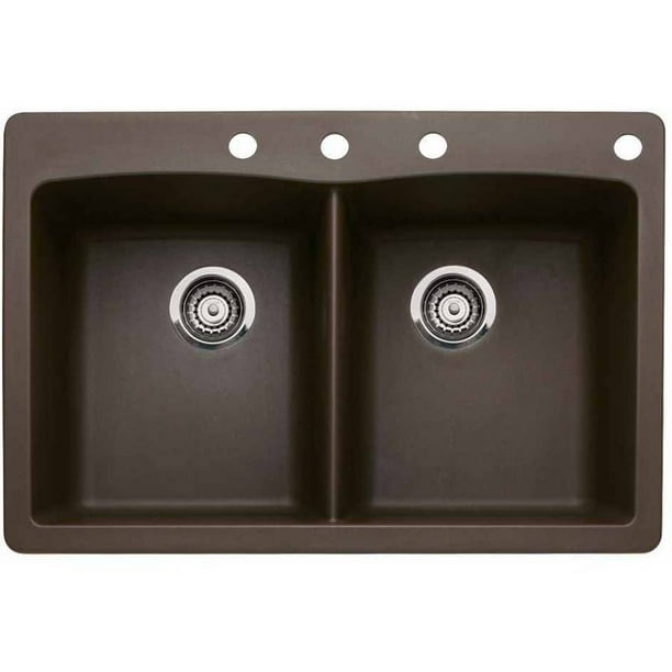 Blanco 441285 4 Diamond 22 X 33 Double Basin Granite Drop In Or Undermount 4 Hole Residential Kitchen Sink Available In Various Colors Walmart Com Walmart Com