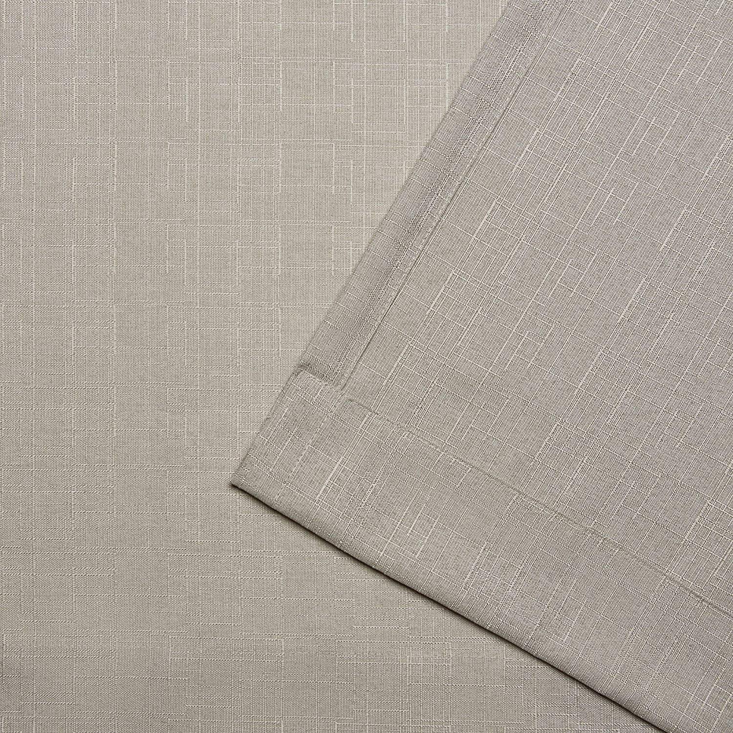 Exclusive Home Curtains Loha Linen Braided Tab Top Curtain Panel Pair, 54x63, Beige