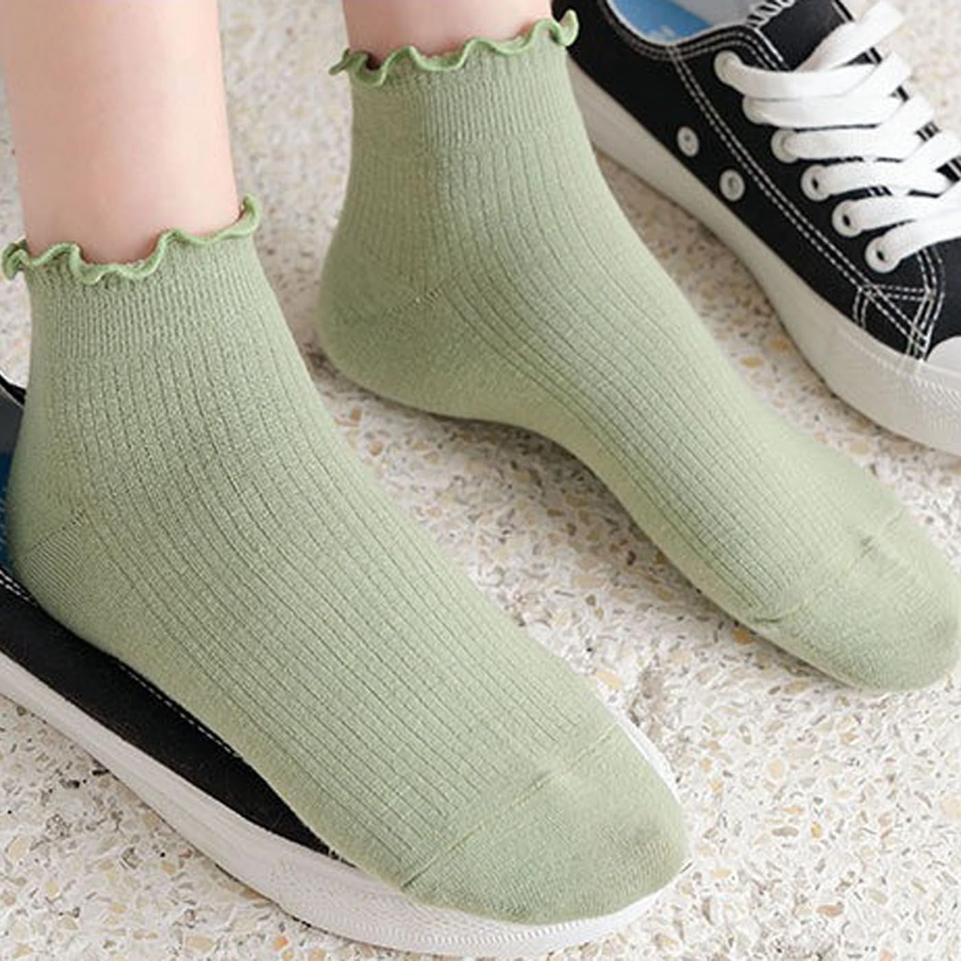 Womens Ruffle Socks Ankle Classic Basic Colorful Cotton Running Athletic Dress Sock Crew Size5-9