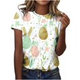 thumbnail image 1 of Pisexur Hauts pour Femmes Blouses Décontractées Élégantes Imprimé de Pâques Manches Courtes Col Rond, Grande Taille Multicolore, TG, 1 of 2