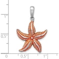 thumbnail image 3 of Sterling Silver Polished Enameled Orange Starfish Pendant(Length 29.76) - Jbsp, 3 of 5