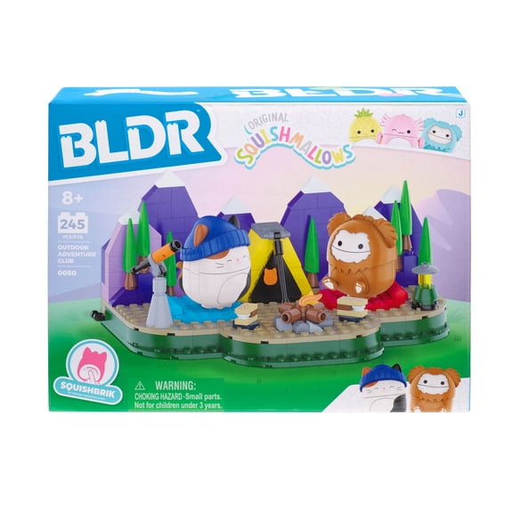BLDR Squishmallows Benny and Cam's Outdoor Adventure Building Set - Cam the Cat and Benny the Bigfoot Buildable Figures