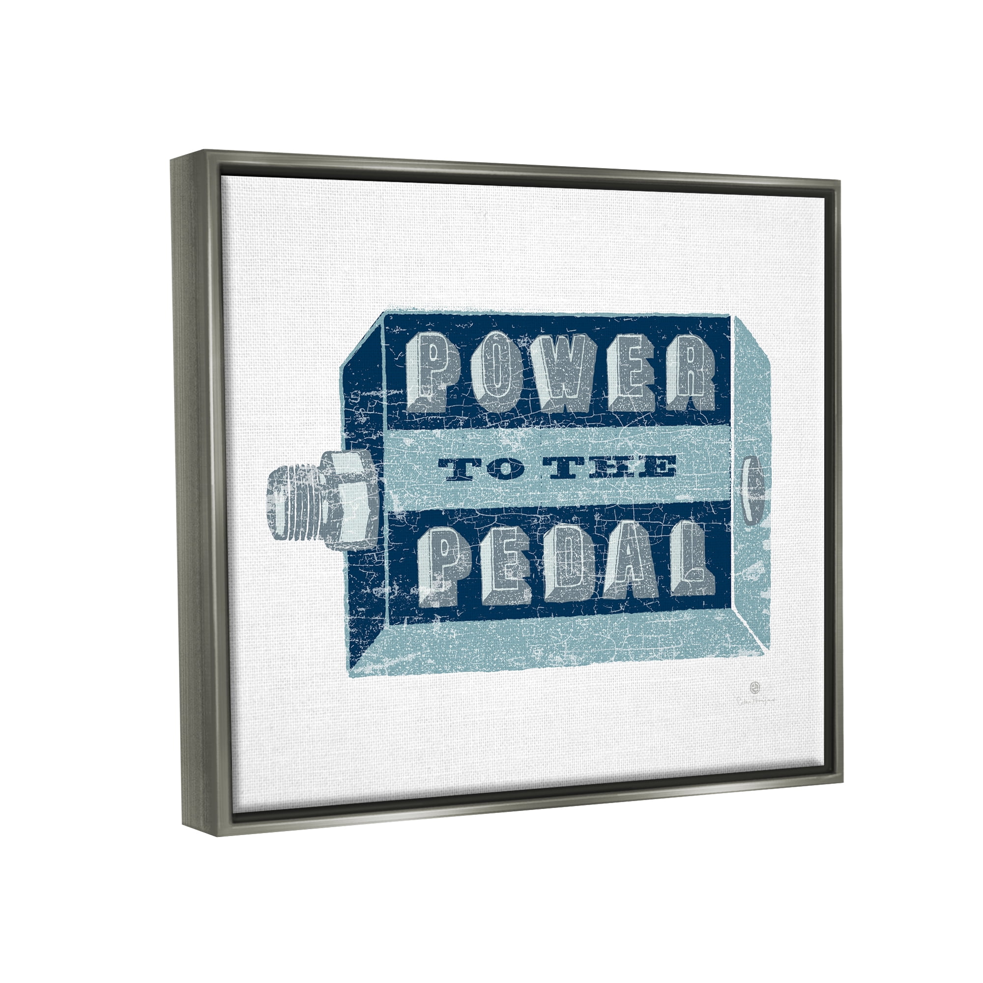 Stupell Industries Power To Pedal Cycling Transportation Painting Gray Floater Framed Art Print Wall Art, 21 x 17