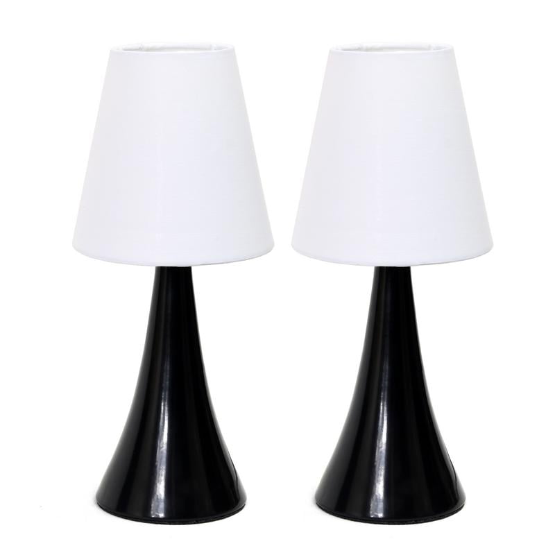 Simple Designs Home LT2014-CRM-2PK Mini Touch Table Lamp Set with Fabric Shades 