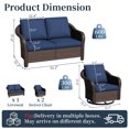 thumbnail image 6 of Joyside 3 PCS Patio Conversation Set with 55" LoveSeat Sofa & 360° Swivel Chairs, Wicker Rattan Outdoor Furniture with Washable Cushions for Garden, Lawn, DarkBlue, 6 of 7