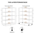thumbnail image 3 of 5 Tiers Steel Storage Shelf with Adjustable Feet and Mobile Wheels, Heavy-Duty Adjustable Shelving, Each Floor Carries 300LBS, Commodity Shelf for Warehouses, Supermarkets, Kitchens, 3 of 9