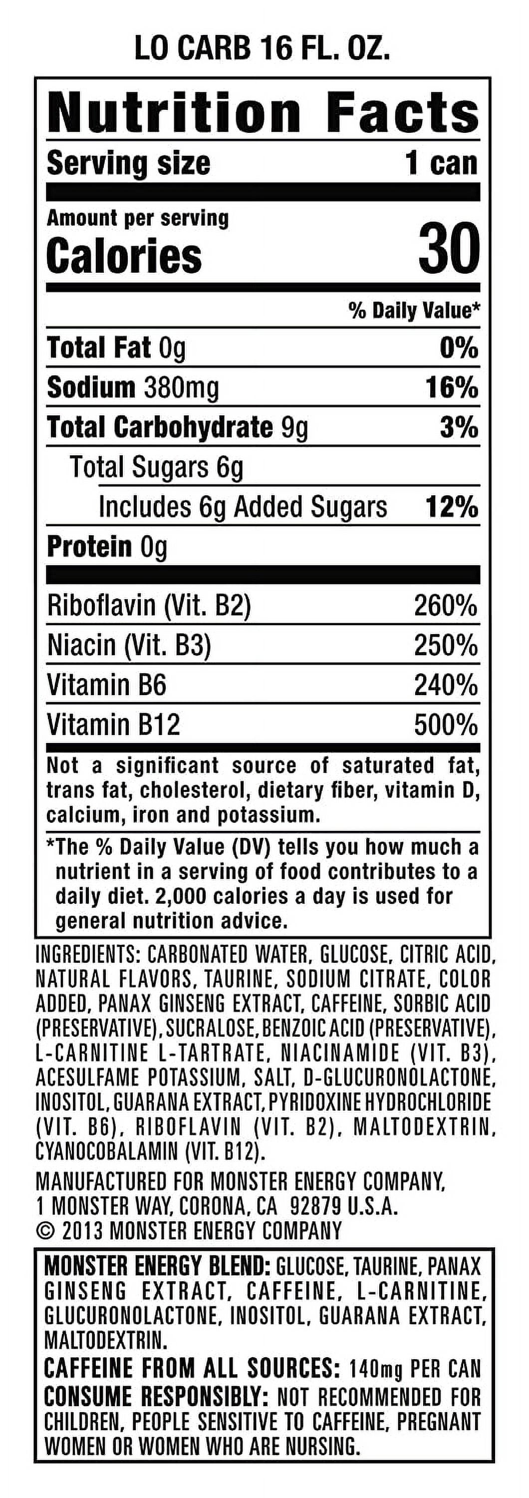 Monster Energy, Lo-Carb Monster, Low Carb Energy Drink, 16 Ounce (Pack of 12)