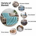 thumbnail image 6 of Flannel Fleece Throw Blanket Turquoise White Stripe Lightweight Soft Plush Blankets,Minimal Art Cozy Warm Throw Blanket for Couch Sofa Bed Car Office All Season Use 60x80in, 6 of 9